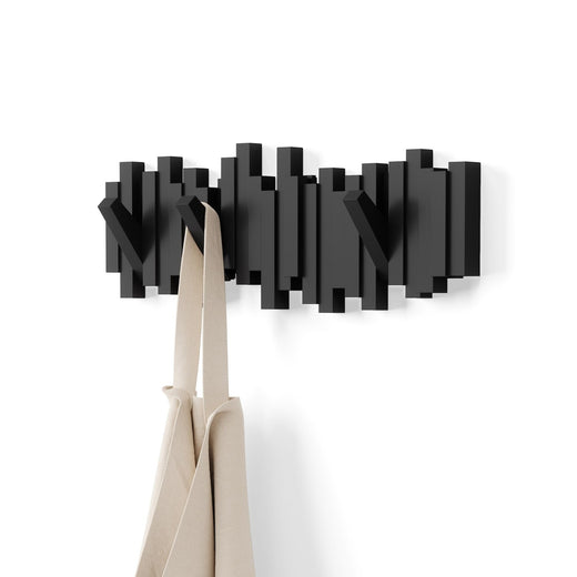 Sticks Multi 5 Hook Rack, Black