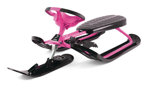 Stiga GT Racer Curve Kids' 1-Person Winter Snow Ski Sled with Steering Wheel & Brakes, Assorted Colours