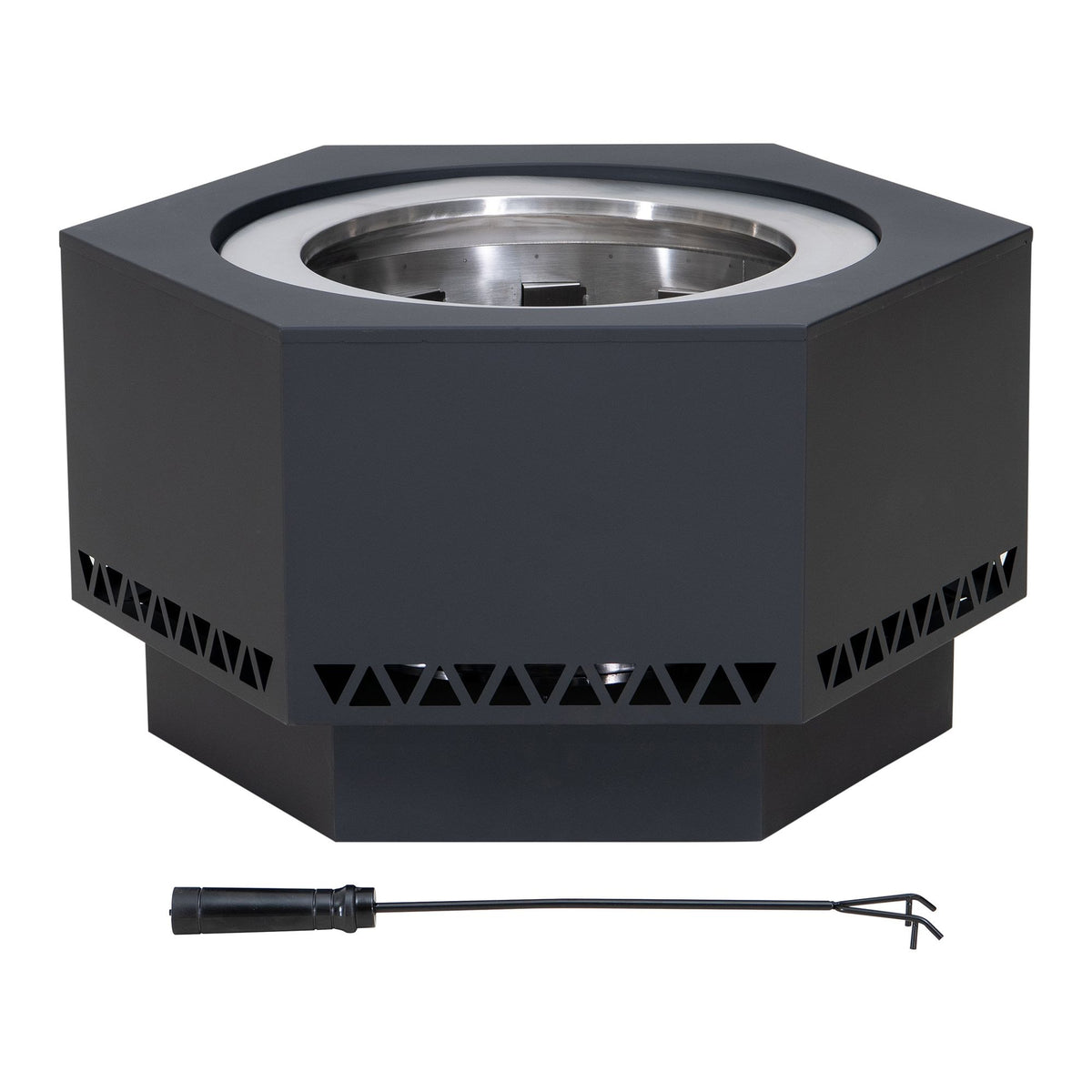 Sunjoy Hexagonal Low Smoke Stainless Steel Fire Pit, 26-in