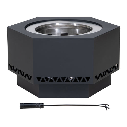 Sunjoy Hexagonal Low Smoke Stainless Steel Fire Pit, 26-in