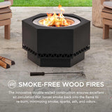 Sunjoy Hexagonal Low Smoke Stainless Steel Fire Pit, 26-in image 5