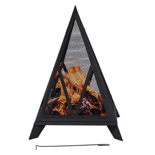 Sunnydaze Decor Majestic Pyramid Steel Fire Pit, Black