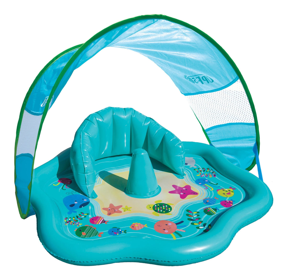 Swim School Inflatable Baby Splash Mat with Canopy, 28-in, Ages 6-18m