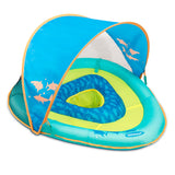 SwimSchool Grow-with-Me Inflatable UV-Protected Baby Swim Float/Boat with Canopy, Blue, Ages 6-24 months