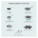 T-Fal Ceramic Inspire Non-Stick Cookware Set, Dishwasher & Oven Safe, Mint, 12-pc image 3