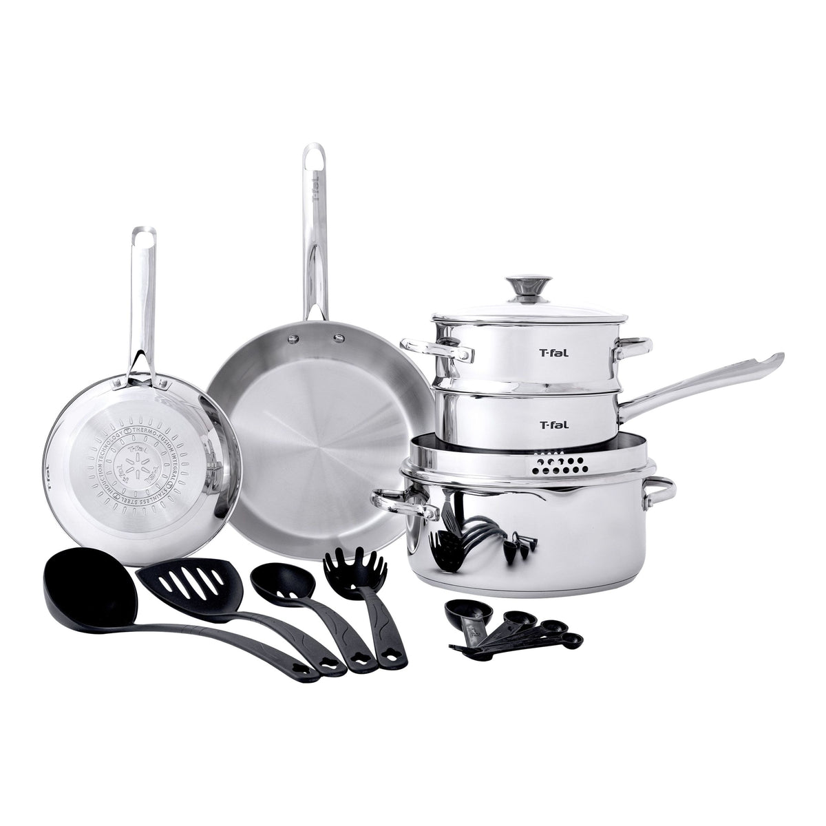 T-Fal Cook and Strain Stainless Steel Cookware Set, 15-pc