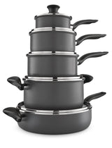 T-fal Hard Titanium Cookware Set, Non-stick, Dishwasher & Oven Safe, Grey, 10-pc image 2