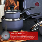 T-fal Hard Titanium Cookware Set, Non-stick, Dishwasher & Oven Safe, Grey, 10-pc image 4