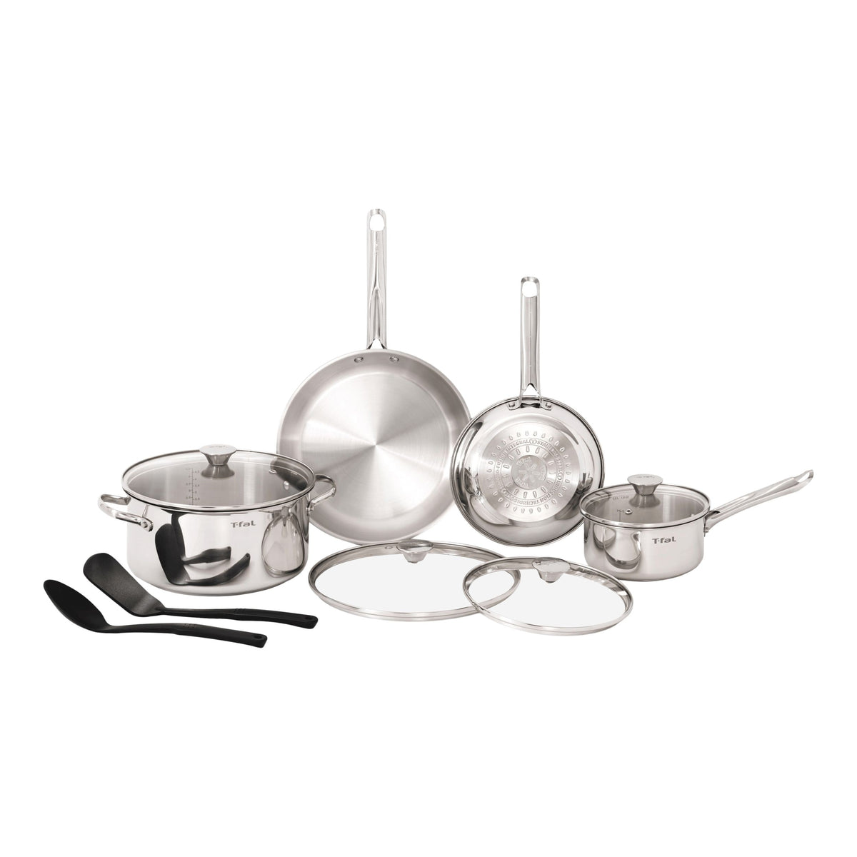 T-Fal Viva Stainless Steel Cookware Set, Dishwasher & Oven Safe, Pots and Pans Set, 10-pc