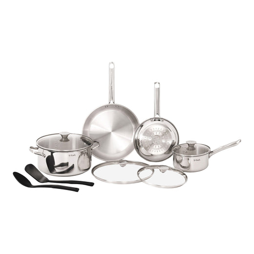 T-Fal Viva Stainless Steel Cookware Set, Dishwasher & Oven Safe, Pots and Pans Set, 10-pc