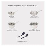 T-Fal Viva Stainless Steel Cookware Set, Dishwasher & Oven Safe, Pots and Pans Set, 10-pc image 2