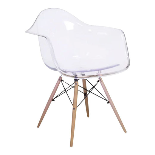 Take Me Home Clear Plastic Bucket Armchair with Wood Legs