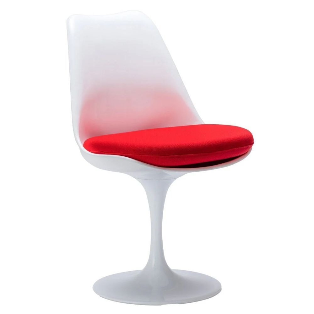 Take Me Home Tulip Chair Armless Chair, Fiberglass, Red