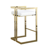 Take Me Home White Cushioned Harvey Stool with Gold Frame