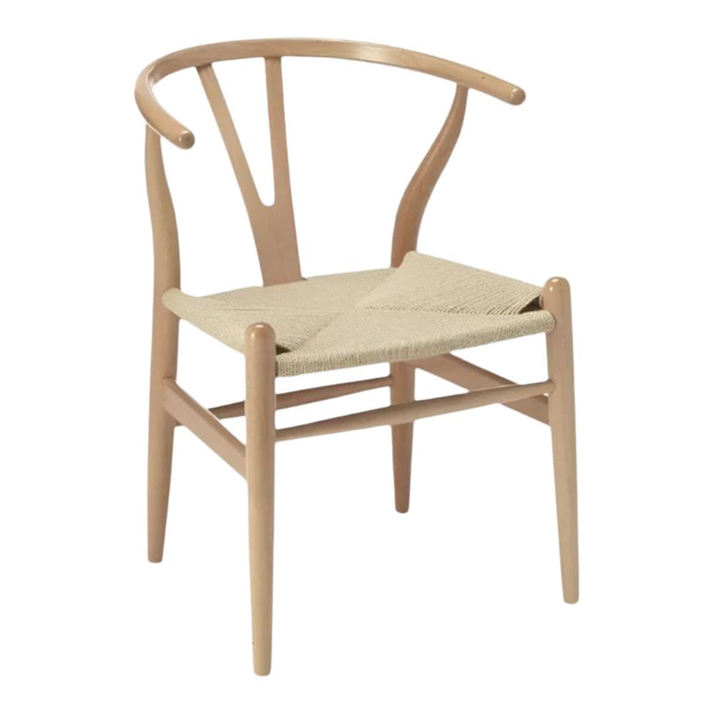 Take Me Home Wishbone Wood Dining Chair with Woven Seat, Natural