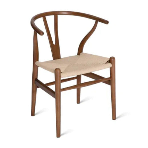 Take Me Home Wishbone Wood Dining Chair with Woven Seat, Walnut