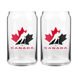 Team Canada/Hockey Canada Can Glass Set, Clear, 16-oz, 2-pk