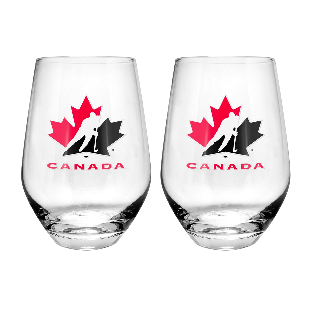 Team Canada/Hockey Canada Stemless Wine Glass Set, 19-oz, 2-pk