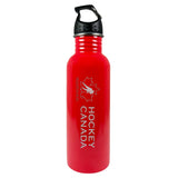Team Canada/Hockey Canada Water Bottle, Stainless Steel with Screw-On Lid, Red, 25-oz
