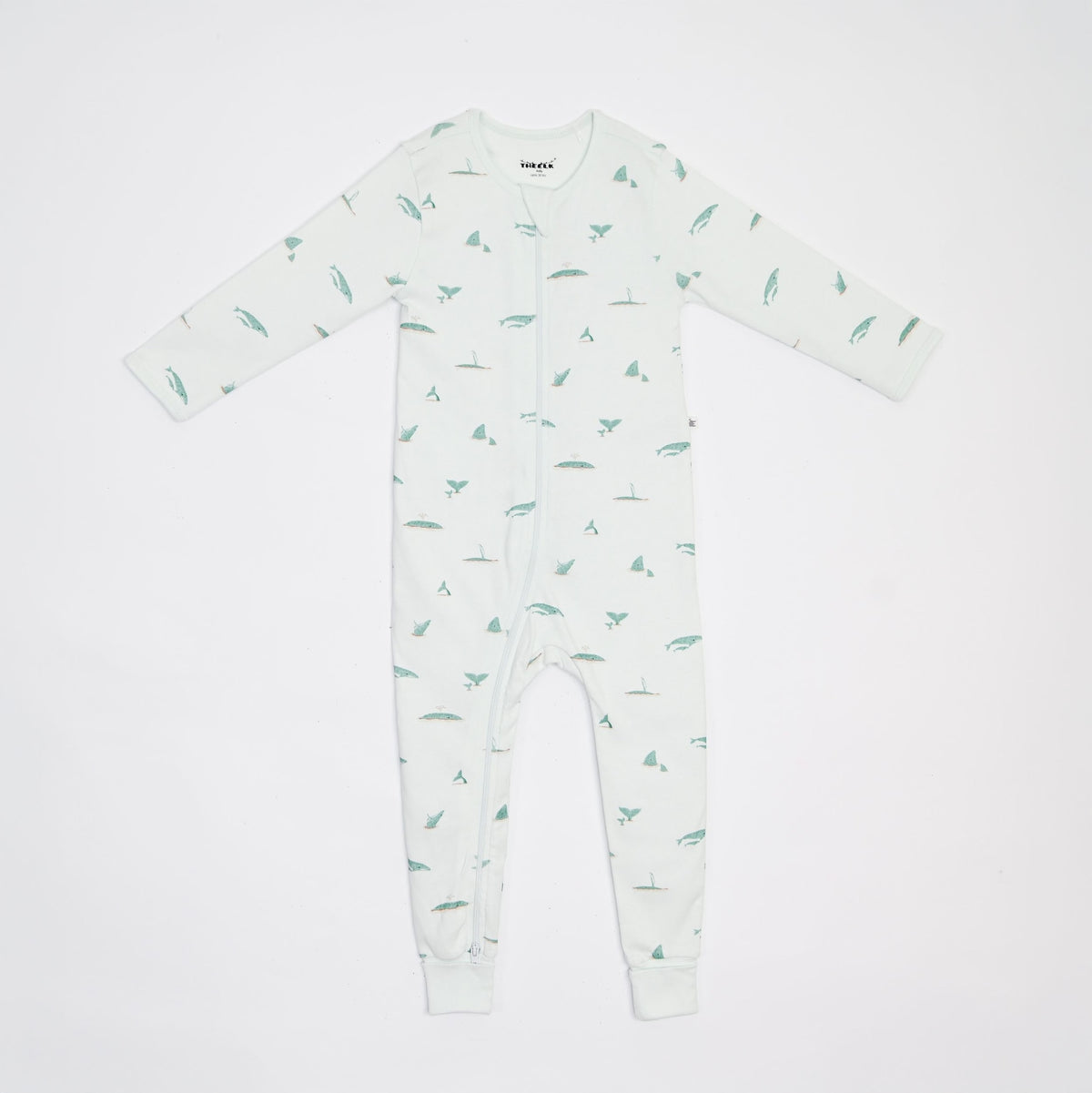 The Elk Baby Whale Print Premium Organic Cotton Play and Grow Rib Foot Zippy, Various Sizes