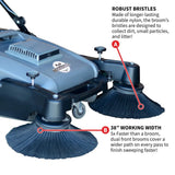 Tomahawk Commercial Push Sweeper & Hard Floor Cleaner, 38-in image 5
