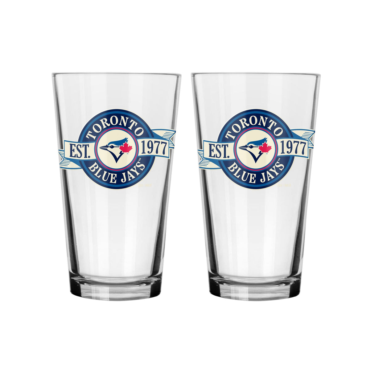 Toronto Blue Jays Pint Drinking Glass Set For MLB Baseball Fans/Collectors, 16-oz, 2-pk