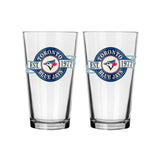 Toronto Blue Jays Pint Drinking Glass Set For MLB Baseball Fans/Collectors, 16-oz, 2-pk