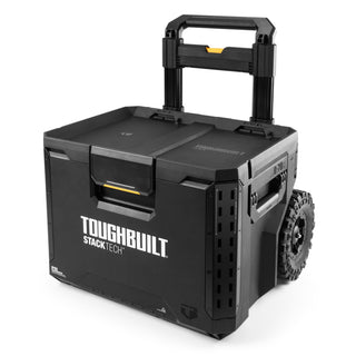 ToughBuilt StackTech Portable Modular Plastic/Metal Rolling Tool Box with Handle and Inner Tray, IP65-Rated, Black