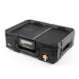 ToughBuilt StackTech Top Portable Modular Plastic/Metal Tool Box with 4 Dividers and 4 Bins, IP65-Rated, Black