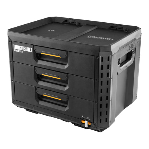 ToughBuilt StackTech XL 3-Drawer Auto-Locking Portable Modular Tool Box, Black
