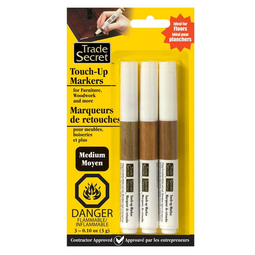 Trade Secret Medium Touch Up Markers for Wood, Medium Brown, 3-pk