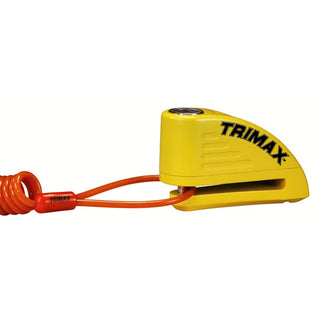 Trimax Alarmed Disc Lock with 8mm Pin, Yellow with Pouch & Cable