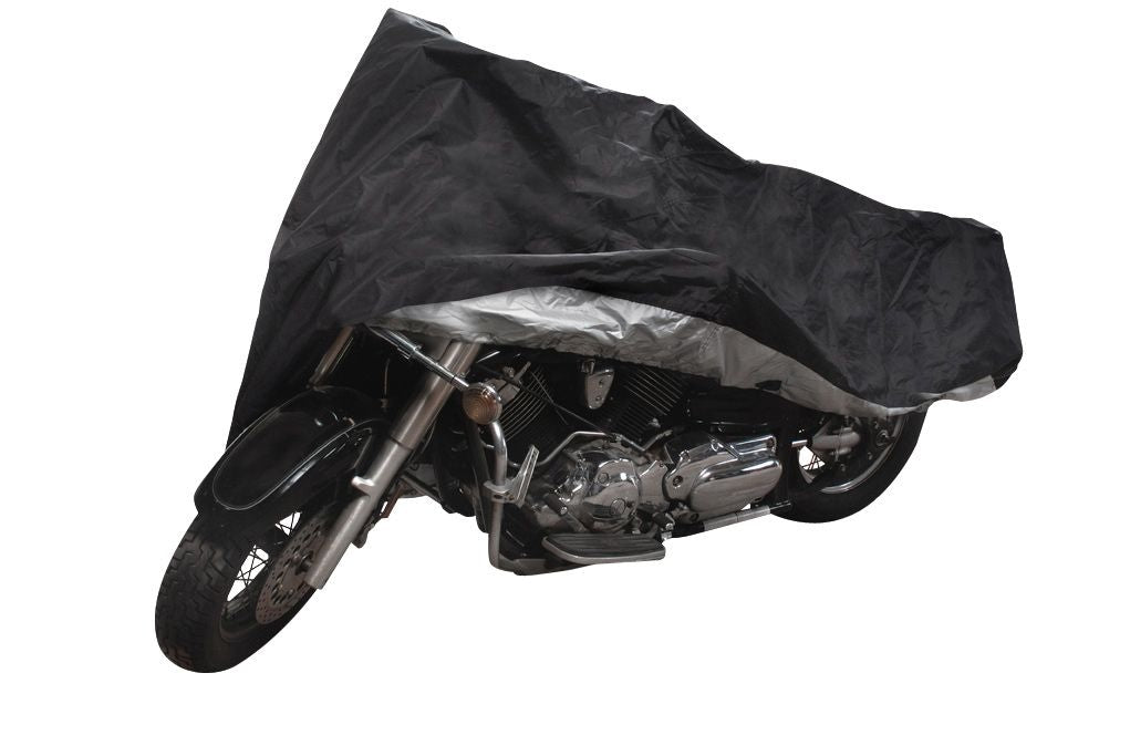 Tripel Premium Polyester Motorcycle Cover, Black, Large