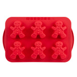 Trudeau Dishwasher Safe Red Silicone Gingerbread Pan, 6-pk