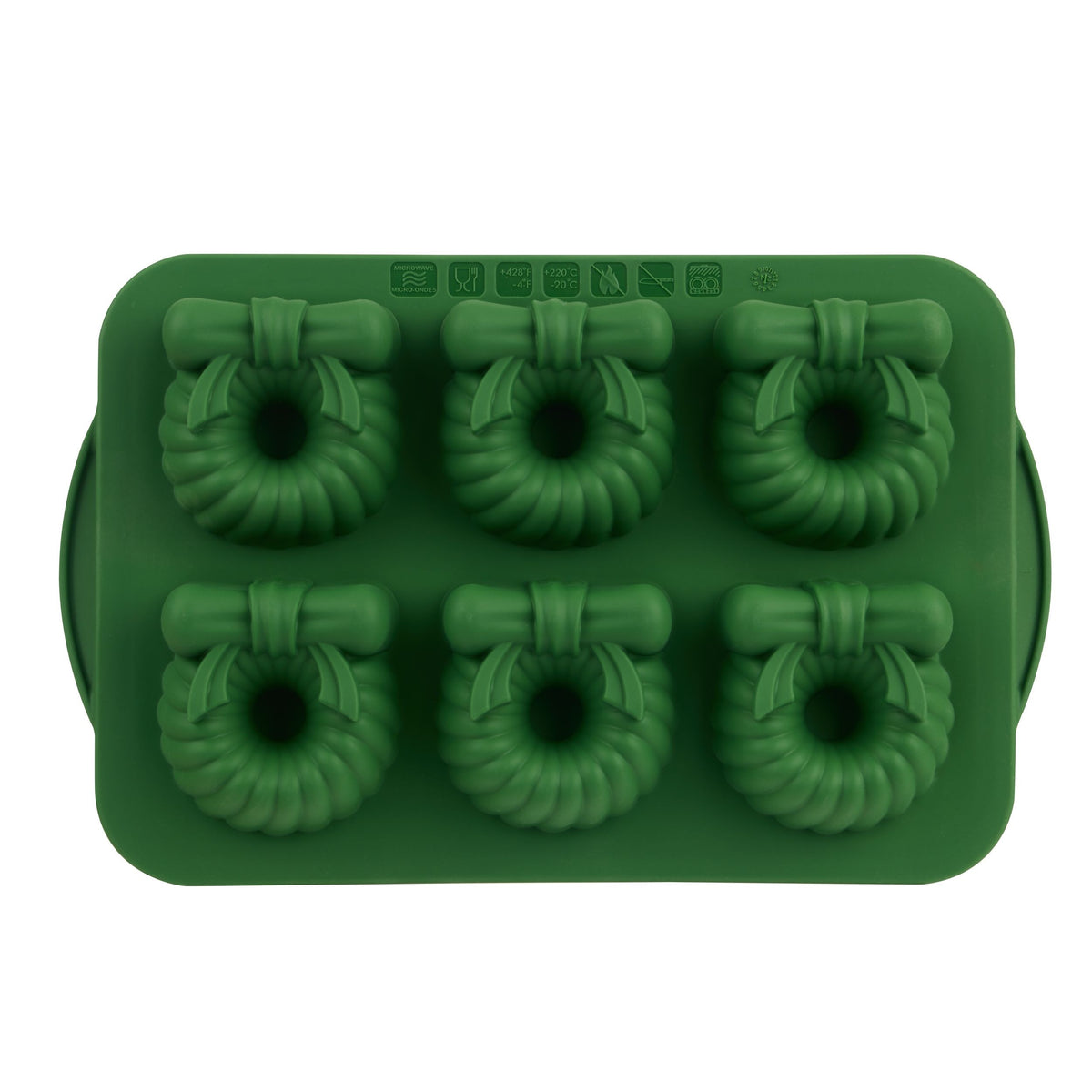 Trudeau Green Steel/Silicone Wreath Cake Pan, 6-pk