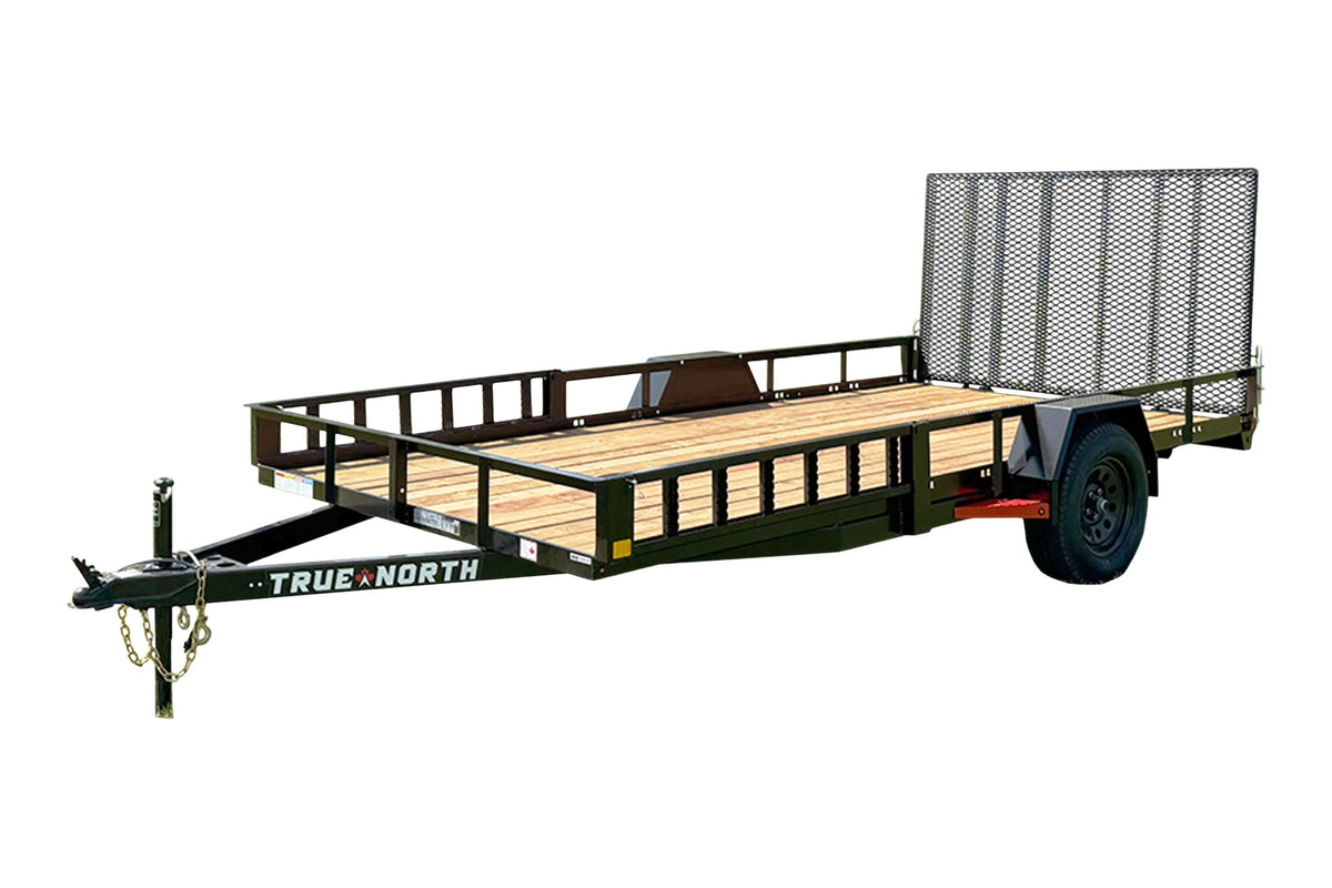 True North 83-in x 14-ft Utility Trailer With Gate & Side ATV Ramps, Black
