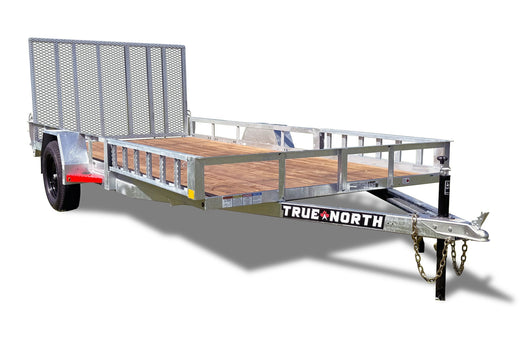 True North 83-in x 14-ft Utility Trailer with Gate & Side ATV Ramps, Galvanized