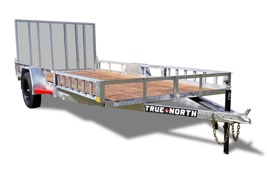 True North 83-in x 14-ft Utility Trailer with Gate & Side ATV Ramps, Galvanized