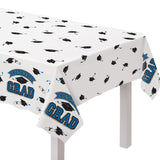 True to Your School "Congrats Grad" Rectangle Plastic Reusable Table Cover, Navy, 54x84-in, for Graduation