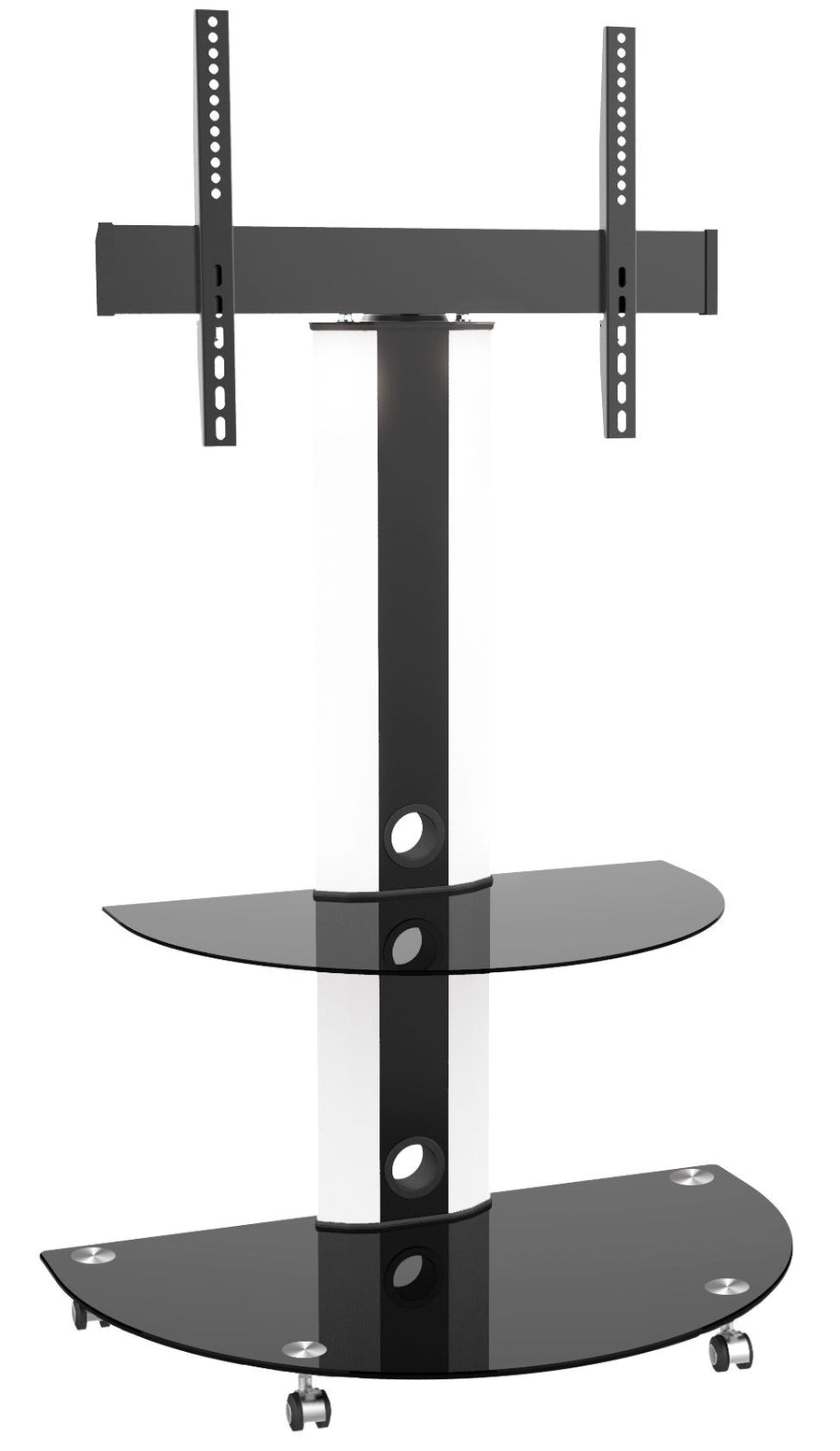 TygerClaw LCD84113BLK Superior TV Cart with Glossy Glass Base and Shelf, 32-in to 55-in