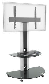 TygerClaw LCD84113BLK Superior TV Cart with Glossy Glass Base and Shelf, 32-in to 55-in image 2