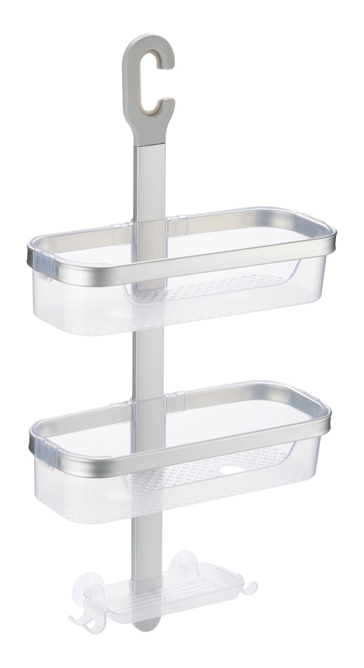 Type A 2-Tier Aluminum Shower Caddy with Soap Dish, Silver