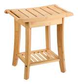 Type A 2-Tier Bamboo Wood Bathroom Stool with Shelf