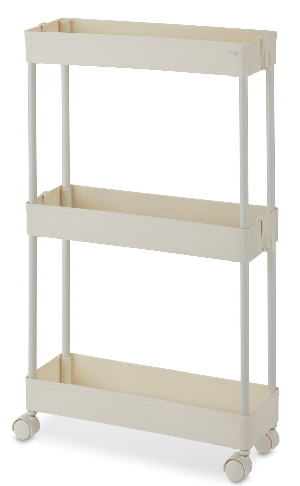 type A 3-Tier Slim Storage Cart, Lockable Wheels