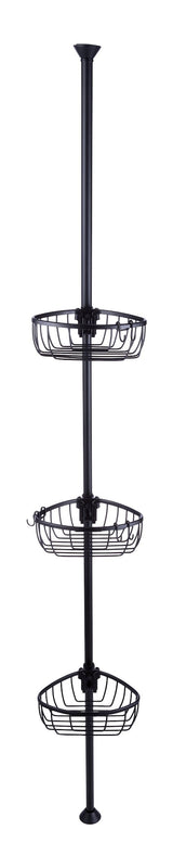 Type A Adjustable 3-Basket Rust-Proof Aluminum Shower Pole Caddy, Various Colours