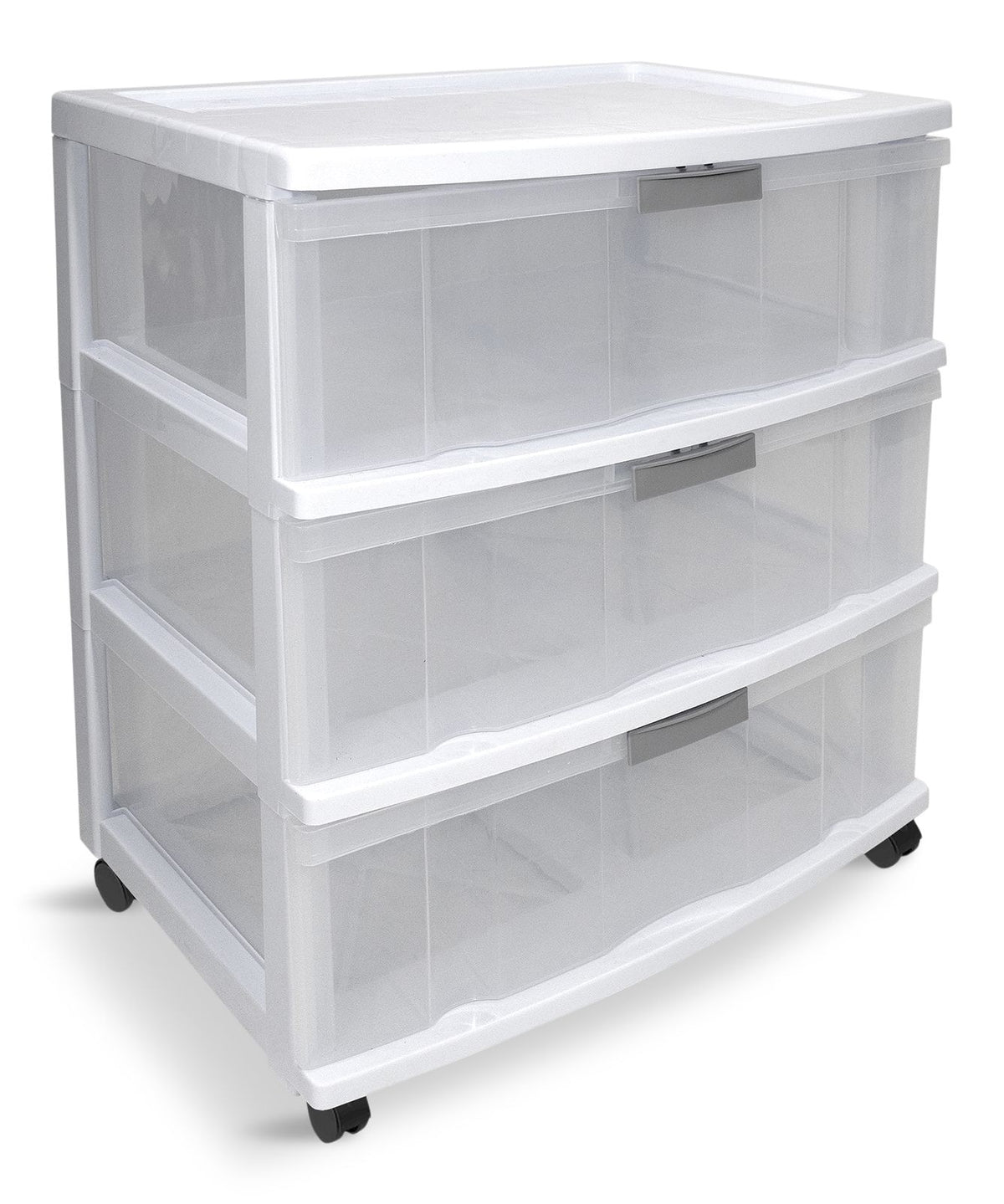 type A Element Clear Frame 3-Drawer Storage Tower/Cart with Wheels, Lockable, 25-in, White