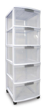 type A Element Lockable White Frame 5-Drawer Storage Tower/Cart with Wheels, 26-in