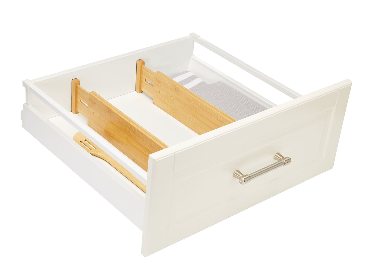 Type A Engrained Adjustable Spring-Loaded Bamboo Kitchen Drawer Dividers, Non-Slip, 2-pk
