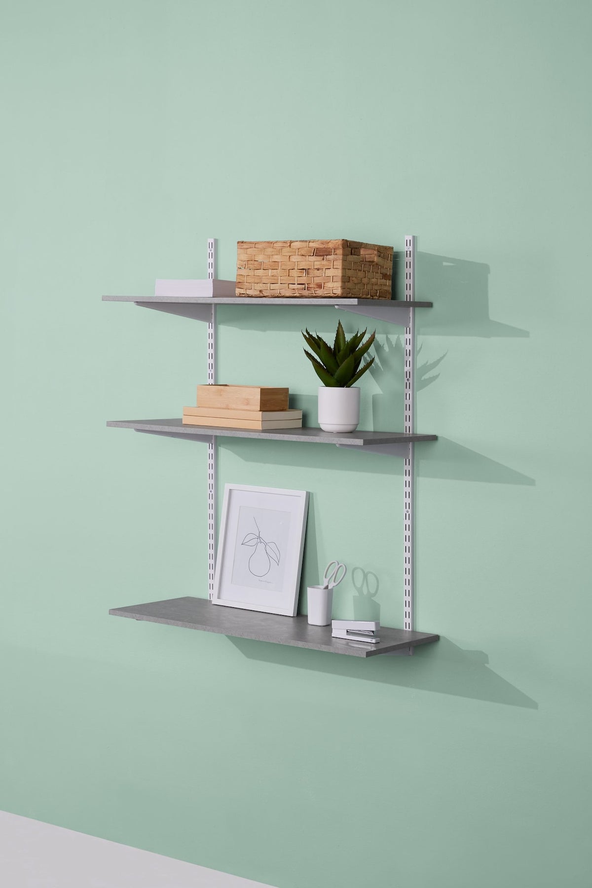 type A Floating Wall Shelf Board, Grey Concrete, 16 x 35-in