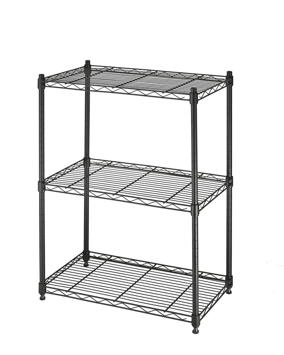 type A Metal 3-Tier Adjustable Wire Shelving Storage Unit, Black